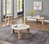 Thor End Table - Contemporary Burl Design with White Resin Top for Modern Living Room Elegance