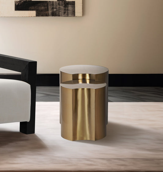 Dimple End Table - Contemporary Brushed Iron Design with Modular Shape for Stylish Living Spaces