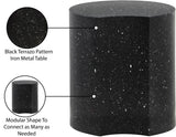 Dimple Black End Table - Contemporary Iron Design with Stylish Terrazo Pattern for Modern Spaces