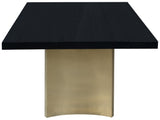 Immerse Contemporary Dining Table with Black Lacquer Top & Gold Stainless Steel Base, 84-123.5" W