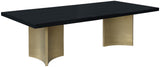 Immerse Contemporary Dining Table with Black Lacquer Top & Gold Stainless Steel Base, 84-123.5" W