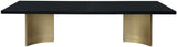 Immerse Contemporary Dining Table with Black Lacquer Top & Gold Stainless Steel Base, 84-123.5" W