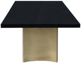 Immerse Contemporary Dining Table with Black Lacquer Top & Gold Stainless Steel Base, 84-123.5" W