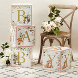 Pink Woodland Baby Block Boxes Set of 4