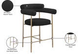 Blake Counter Stools - Contemporary Design with Rich Fabric and Brushed Brass Finish, Set of 2