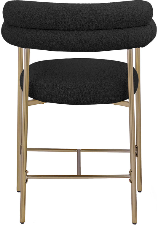 Blake Counter Stools - Contemporary Design with Rich Fabric and Brushed Brass Finish, Set of 2