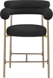 Blake Counter Stools - Contemporary Design with Rich Fabric and Brushed Brass Finish, Set of 2