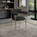 Blake Counter Stools - Contemporary Design with Rich Fabric and Brushed Brass Finish, Set of 2