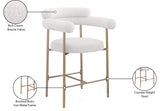 Blake Counter Stools - Contemporary Design with Rich Fabric and Brushed Brass Finish, Set of 2