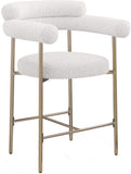 Blake Counter Stools - Contemporary Design with Rich Fabric and Brushed Brass Finish, Set of 2