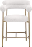 Blake Counter Stools - Contemporary Design with Rich Fabric and Brushed Brass Finish, Set of 2