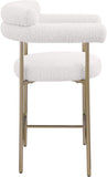 Blake Counter Stools - Contemporary Design with Rich Fabric and Brushed Brass Finish, Set of 2