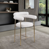 Blake Counter Stools - Contemporary Design with Rich Fabric and Brushed Brass Finish, Set of 2