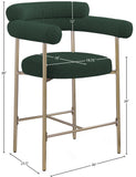 Blake Counter Stools - Contemporary Design with Rich Fabric and Brushed Brass Finish, Set of 2