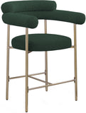 Blake Counter Stools - Contemporary Design with Rich Fabric and Brushed Brass Finish, Set of 2