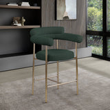Blake Counter Stools - Contemporary Design with Rich Fabric and Brushed Brass Finish, Set of 2