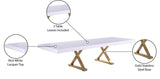 Excel Extendable Dining Table with White Lacquer Top & Gold Stainless Steel Base - Perfect for Gatherings!
