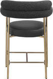 Blake Counter Stool Set of 2 - Contemporary Vegan Leather & Iron Frame with Brushed Gold Finish