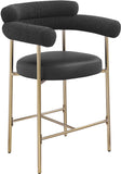 Blake Counter Stool Set of 2 - Contemporary Vegan Leather & Iron Frame with Brushed Gold Finish