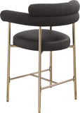 Blake Counter Stool Set of 2 - Contemporary Vegan Leather & Iron Frame with Brushed Gold Finish