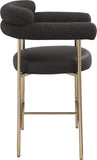 Blake Counter Stool Set of 2 - Contemporary Vegan Leather & Iron Frame with Brushed Gold Finish