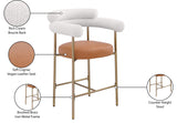 Blake Counter Stool Set of 2 - Contemporary Vegan Leather & Iron Frame with Brushed Gold Finish