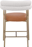 Blake Counter Stool Set of 2 - Contemporary Vegan Leather & Iron Frame with Brushed Gold Finish