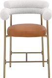 Blake Counter Stool Set of 2 - Contemporary Vegan Leather & Iron Frame with Brushed Gold Finish