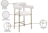 Blake Counter Stool Set of 2 - Contemporary Vegan Leather & Iron Frame with Brushed Gold Finish