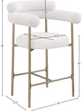 Blake Counter Stool Set of 2 - Contemporary Vegan Leather & Iron Frame with Brushed Gold Finish