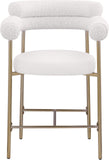 Blake Counter Stool Set of 2 - Contemporary Vegan Leather & Iron Frame with Brushed Gold Finish
