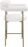 Blake Counter Stool Set of 2 - Contemporary Vegan Leather & Iron Frame with Brushed Gold Finish