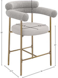 Blake Counter Stool Set of 2 - Contemporary Vegan Leather & Iron Frame with Brushed Gold Finish