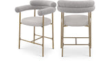 Blake Counter Stool Set of 2 - Contemporary Vegan Leather & Iron Frame with Brushed Gold Finish