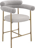 Blake Counter Stool Set of 2 - Contemporary Vegan Leather & Iron Frame with Brushed Gold Finish