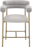 Blake Counter Stool Set of 2 - Contemporary Vegan Leather & Iron Frame with Brushed Gold Finish