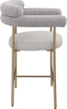 Blake Counter Stool Set of 2 - Contemporary Vegan Leather & Iron Frame with Brushed Gold Finish