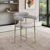 Blake Counter Stool Set of 2 - Contemporary Vegan Leather & Iron Frame with Brushed Gold Finish