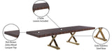 Excel Extendable Dining Table with Zebra Wood Veneer Top & Gold Base - Perfect for Gatherings!
