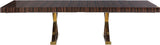 Excel Extendable Dining Table with Zebra Wood Veneer Top & Gold Base - Perfect for Gatherings!