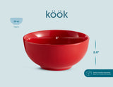 Kook Ceramic Cereal Bowls, 20 oz, Set of 6