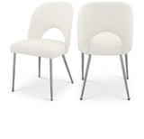 Logan Contemporary Dining Chair Set of 2 - Luxurious Upholstery with Chrome Finish for Modern Homes