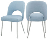 Logan Contemporary Dining Chair Set of 2 - Luxurious Upholstery with Chrome Finish for Modern Homes