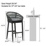 PURPLE LEAF Outdoor Bar Stools Counter Stools Rattan Bar Stools Chair with Backrest for Indoor or Outdoor, Kitchen lsland