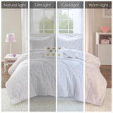 Gold Metallic Printed Plush Comforter Set, White