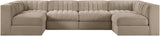 Rummi - Armless Velvet Performance Fabric Upholstered 6 Piece Modular Sectional
