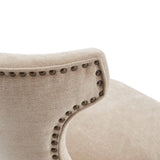 Open Back Winged Swivel Counter Stool, Beige