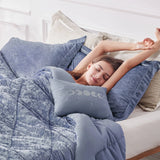 Crushed Velvet 4-Piece Comforter or Duvet Cover Set, Blue