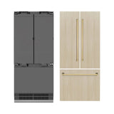 ZLINE 36" Panel Ready Built-In Bottom Freezer Refrigerator,Water Dispenser, Ice Maker,Graphite Gray, Gold GRBIVZ-36-G