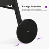 PURPLE LEAF Outdoor Lounge Chair Patio Chaise Pool Lounger Aluminum Frame with Side Table and Wheels for Outside Sunbathing Tanning Recliner Including Pillows